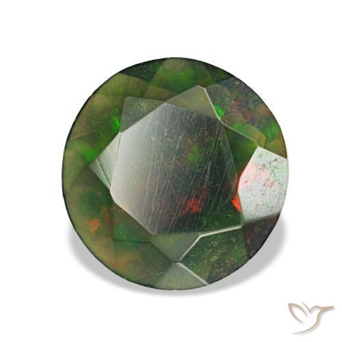 0.73 ct Multicolor Black Opal Stone, Natural Black Opal in Round Facet Shape for Sale