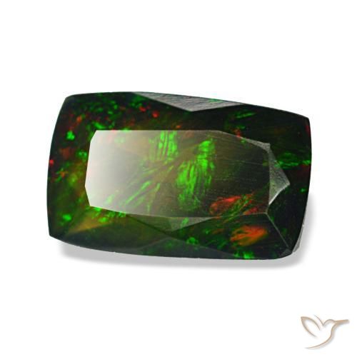 1.13 ct Multicolor Black Opal Stone, Natural Black Opal in Cushion-Cut Shape for Sale