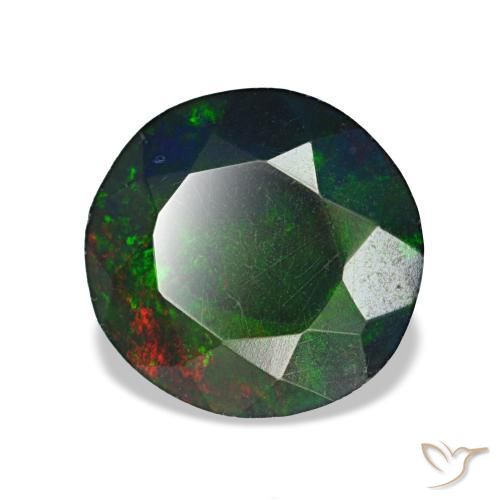 1.08 ct Multicolor Black Opal Stone, Natural Black Opal in Round Facet Shape for Sale
