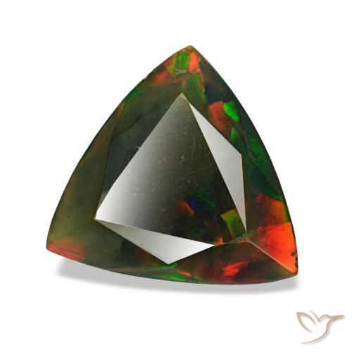 1.40 ct Multicolor Black Opal Stone, Natural Black Opal in Trillion Facet Shape for Sale
