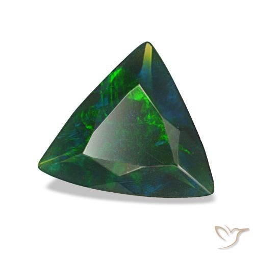 0.61 ct Multicolor Black Opal Stone, Natural Black Opal in Trillion Facet Shape for Sale