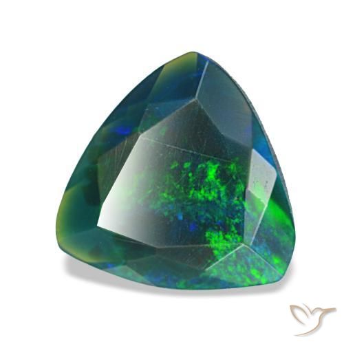 1.18 ct Multicolor Black Opal Stone, Natural Black Opal in Trillion Facet Shape for Sale