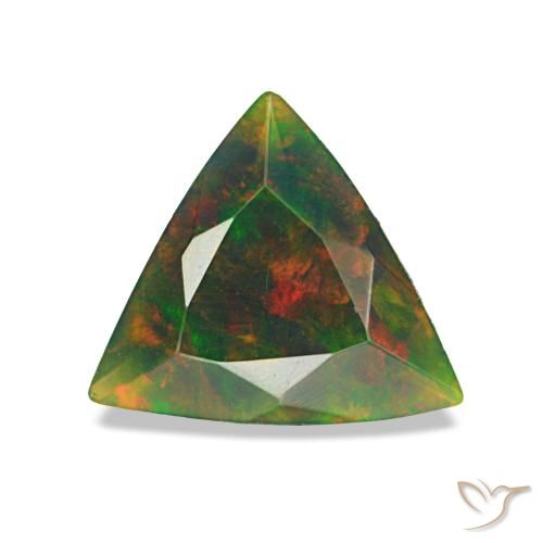 0.63 ct Multicolor Black Opal Gemstone, Black Opal Gem in Trillion Facet Shape for Sale.
