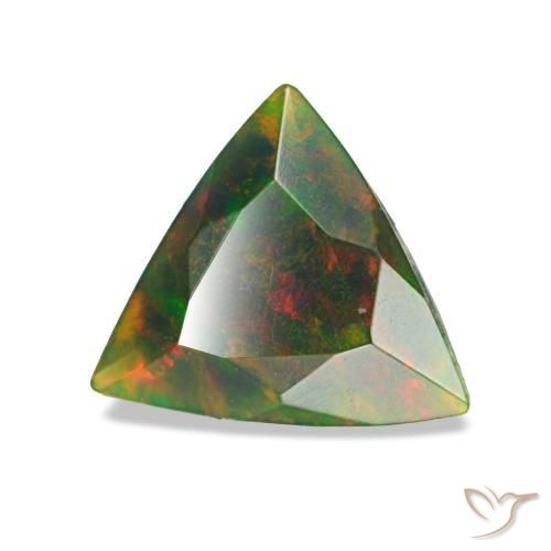 0.63 ct Multicolor Black Opal Stone, Natural Black Opal in Trillion Facet Shape for Sale