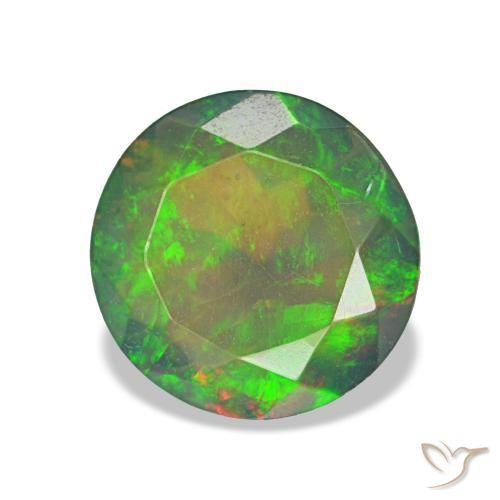 1.18 ct Multicolor Black Opal Stone, Natural Black Opal in Round Facet Shape for Sale