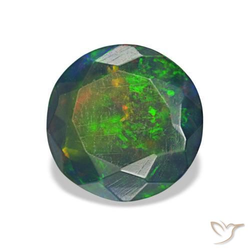 1.08 ct Multicolor Black Opal Stone, Natural Black Opal in Round Facet Shape for Sale