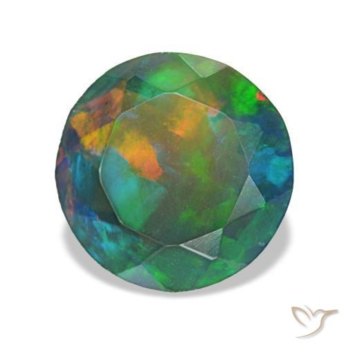 1.49 ct Multicolor Black Opal Stone, Natural Black Opal in Round Facet Shape for Sale