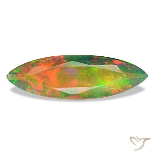 1.79 ct Multicolor Black Opal Gemstone, Black Opal Gem in Marquise Facet Shape for Sale.