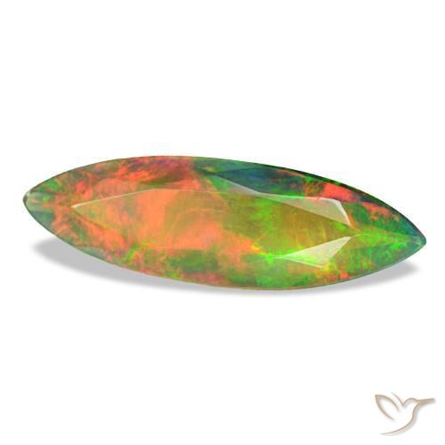 1.79 ct Multicolor Black Opal Stone, Natural Black Opal in Marquise Facet Shape for Sale