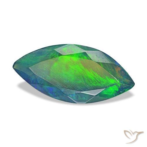 1.94 ct Multicolor Black Opal Stone, Natural Black Opal in Marquise Facet Shape for Sale
