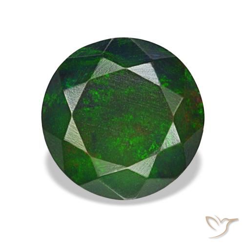 1.36 ct Multicolor Black Opal Gemstone, Black Opal Gem in Round Facet Shape for Sale.
