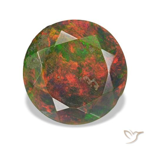 1.57 ct Multicolor Black Opal Gemstone, Black Opal Gem in Round Facet Shape for Sale.
