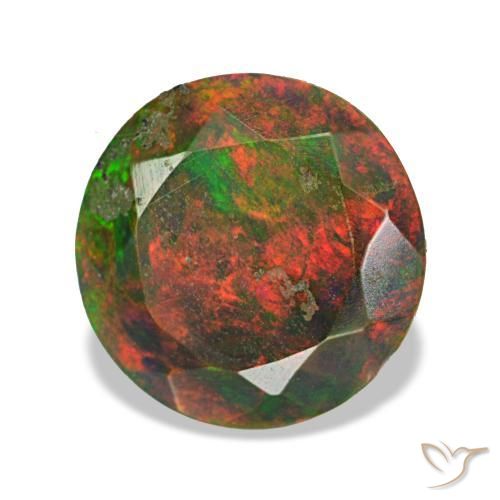 1.57 ct Multicolor Black Opal Stone, Natural Black Opal in Round Facet Shape for Sale