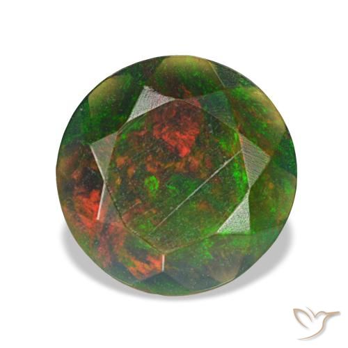 1.07 ct Multicolor Black Opal Gemstone, Black Opal Gem in Round Facet Shape for Sale.
