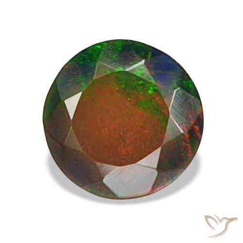 1.34ct Multicolor Black Opal, Round, Opaque