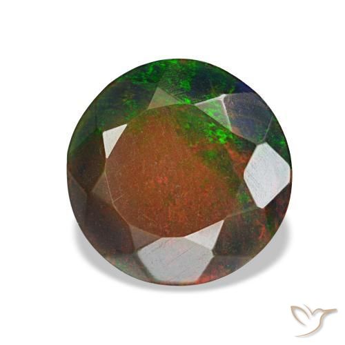 1.34 ct Multicolor Black Opal Stone, Natural Black Opal in Round Facet Shape for Sale