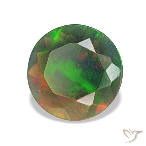 1.00 ct Multicolor Black Opal Stone, Natural Black Opal in Round Facet Shape for Sale