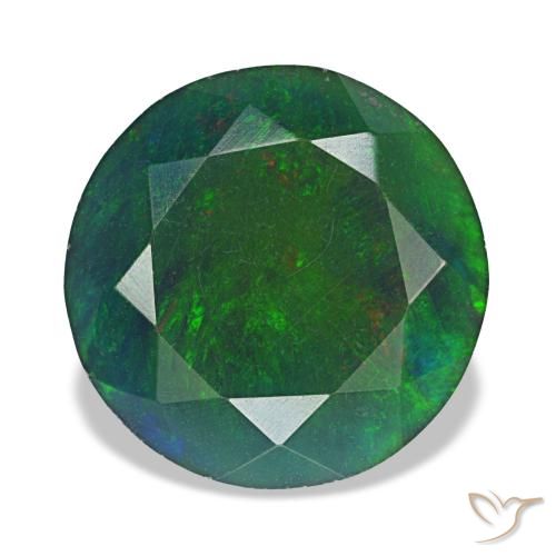 2.91 ct Multicolor Black Opal Gemstone, Black Opal Gem in Round Facet Shape for Sale.