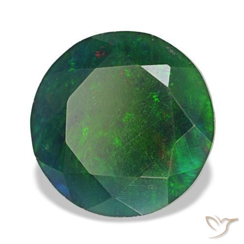 2.91 ct Multicolor Black Opal Stone, Natural Black Opal in Round Facet Shape for Sale