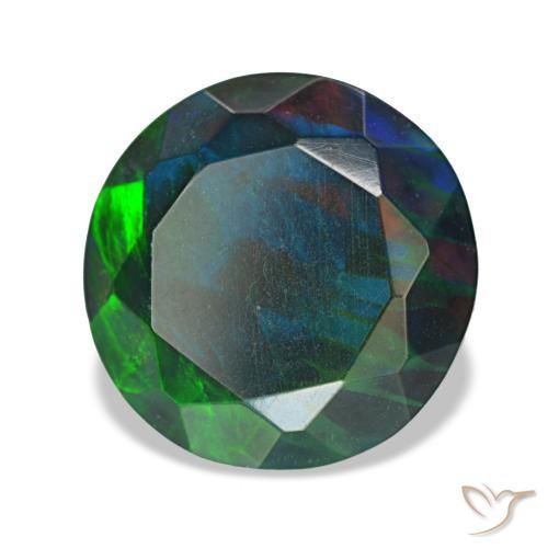 4.70 ct Multicolor Black Opal Stone, Natural Black Opal in Round Facet Shape for Sale