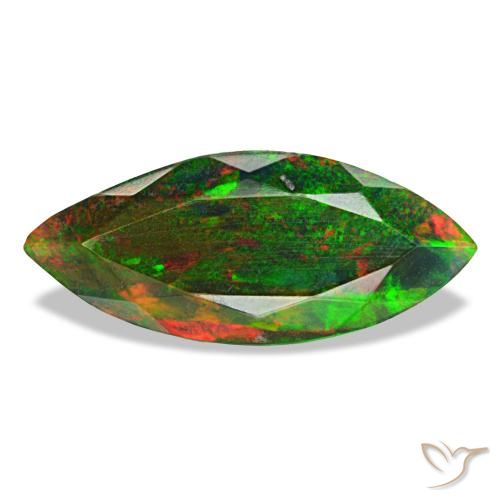 2.22 ct Multicolor Black Opal Gemstone, Black Opal Gem in Marquise Facet Shape for Sale.