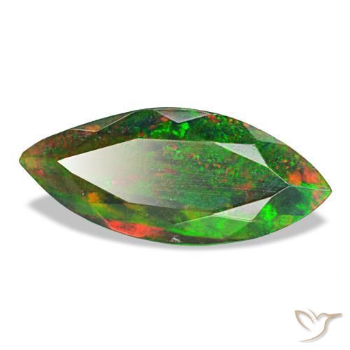 2.22 ct Multicolor Black Opal Stone, Natural Black Opal in Marquise Facet Shape for Sale