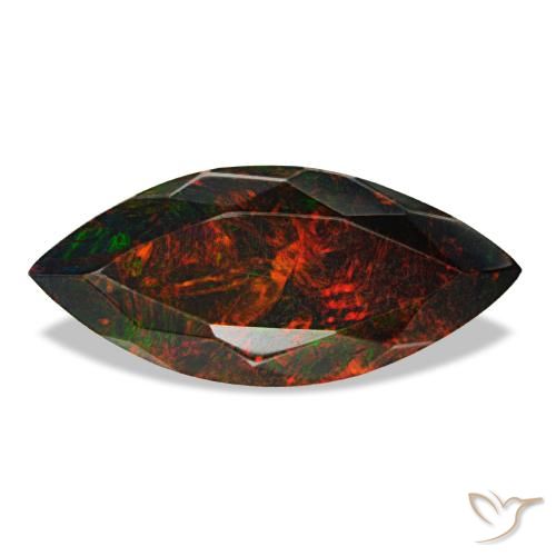 3.24 ct Multicolor Black Opal Gemstone, Black Opal Gem in Marquise Facet Shape for Sale.