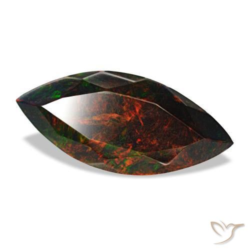 3.24 ct Multicolor Black Opal Stone, Natural Black Opal in Marquise Facet Shape for Sale