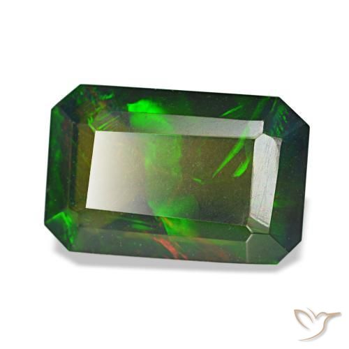 1.98 ct Multicolor Black Opal Stone, Natural Black Opal in Octagon Step Cut Shape for Sale