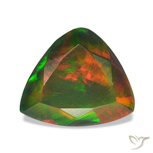 1.60 ct Multicolor Black Opal Gemstone, Black Opal Gem in Trillion Facet Shape for Sale.