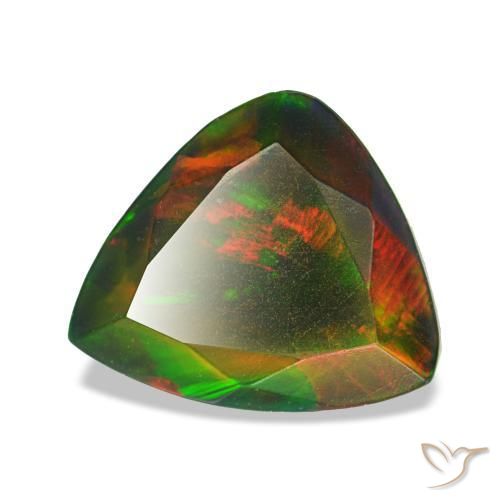 1.60 ct Multicolor Black Opal Stone, Natural Black Opal in Trillion Facet Shape for Sale