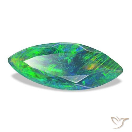 1.12 ct Multicolor Black Opal Stone, Natural Black Opal in Marquise Facet Shape for Sale