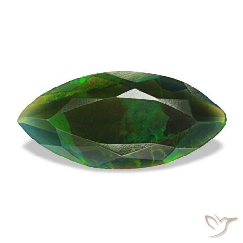1.49 ct Multicolor Black Opal Gemstone, Black Opal Gem in Marquise Facet Shape for Sale.