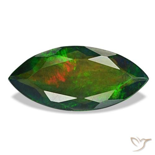 1.87 ct Multicolor Black Opal Gemstone, Black Opal Gem in Marquise Facet Shape for Sale.