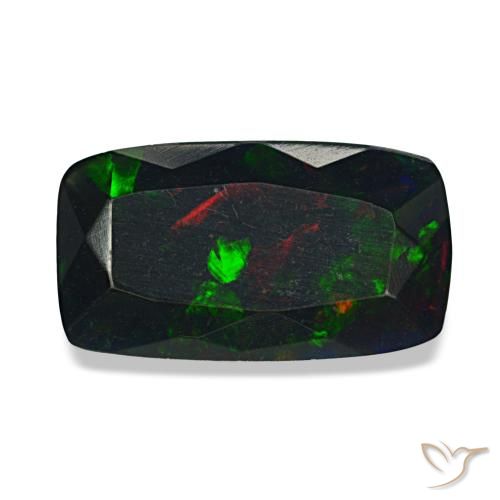 1.58ct Multicolor Black Opal, Cushion, Opaque