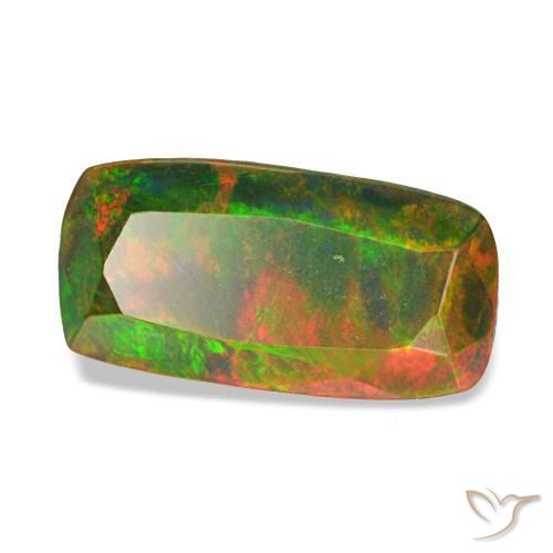 1.62 ct Multicolor Black Opal Stone, Natural Black Opal in Cushion-Cut Shape for Sale