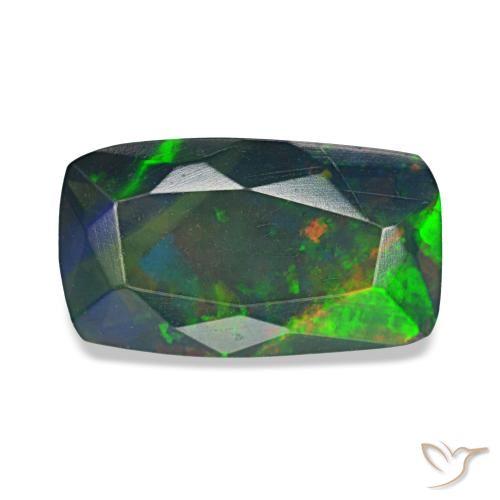 1.36 ct Multicolor Black Opal Gemstone, Black Opal Gem in Cushion-Cut Shape for Sale.