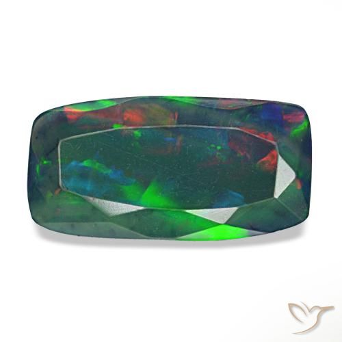 1.28 ct Multicolor Black Opal Gemstone, Black Opal Gem in Cushion-Cut Shape for Sale.