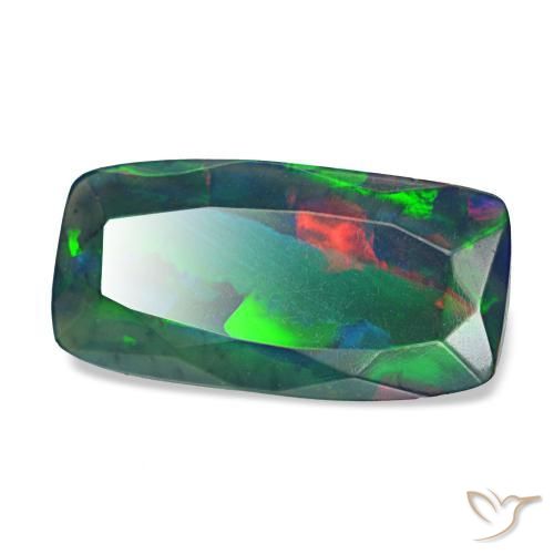 1.28 ct Multicolor Black Opal Stone, Natural Black Opal in Cushion-Cut Shape for Sale