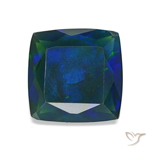 1.37ct Multicolor Black Opal, Cushion, Translucent