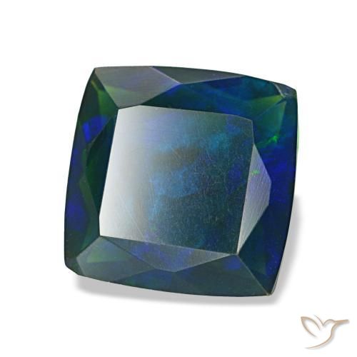 1.37 ct Multicolor Black Opal Stone, Natural Black Opal in Cushion-Cut Shape for Sale