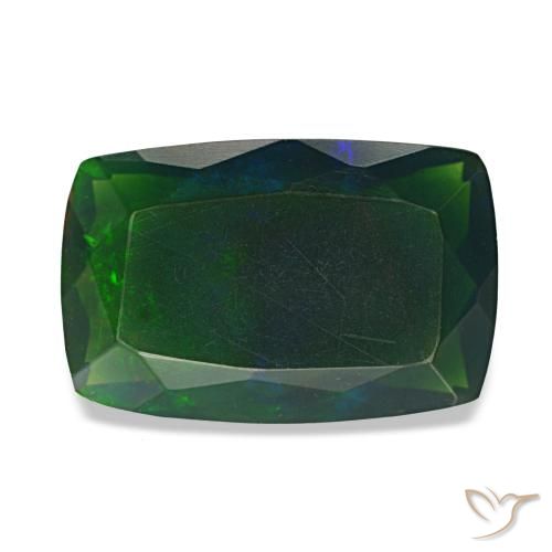 2.44 ct Multicolor Black Opal Gemstone, Black Opal Gem in Cushion-Cut Shape for Sale.