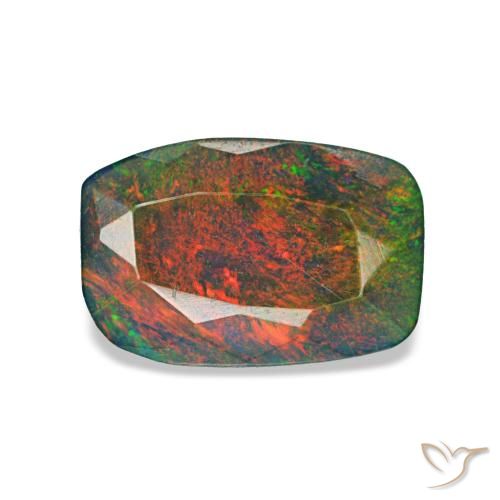 0.82 ct Multicolor Black Opal Gemstone, Black Opal Gem in Cushion-Cut Shape for Sale.