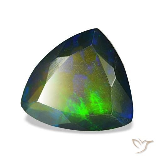 1.90 ct Multicolor Black Opal Stone, Natural Black Opal in Trillion Facet Shape for Sale