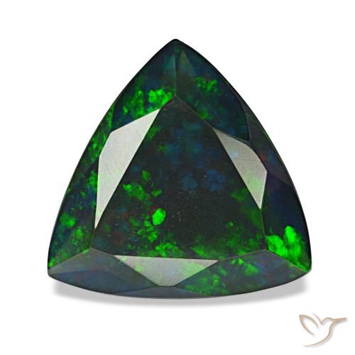 2.11 ct Multicolor Black Opal Gemstone, Black Opal Gem in Trillion Facet Shape for Sale.