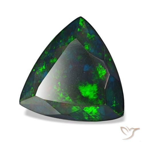 2.11 ct Multicolor Black Opal Stone, Natural Black Opal in Trillion Facet Shape for Sale