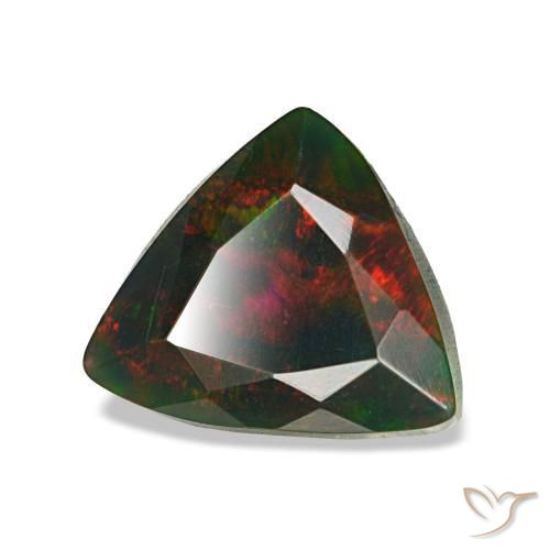1.25 ct Multicolor Black Opal Stone, Natural Black Opal in Trillion Facet Shape for Sale