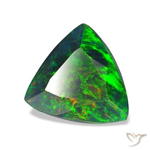 1.20 ct Multicolor Black Opal Stone, Natural Black Opal in Trillion Facet Shape for Sale