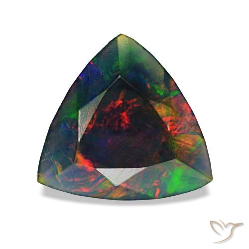 1.22 ct Multicolor Black Opal Gemstone, Black Opal Gem in Trillion Facet Shape for Sale.