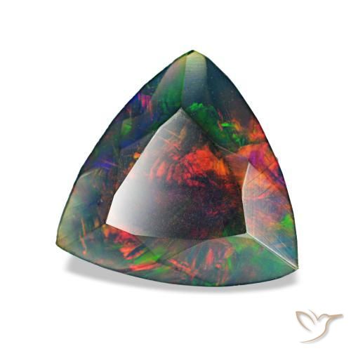1.22 ct Multicolor Black Opal Stone, Natural Black Opal in Trillion Facet Shape for Sale
